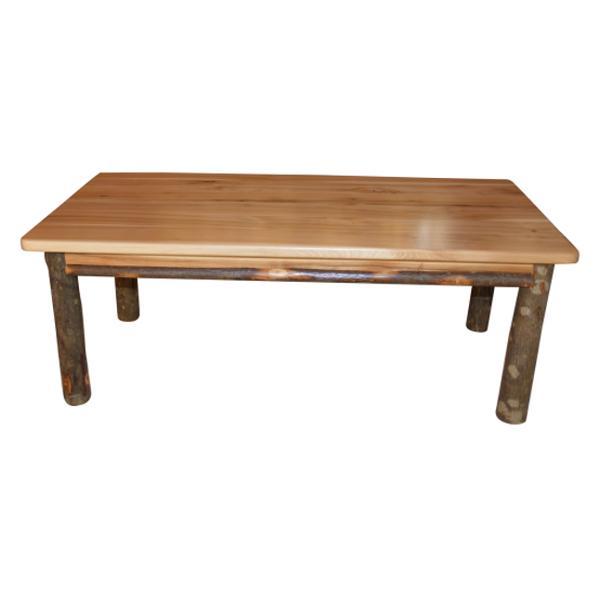 Solid Hickory Wood Coffee Table - Rustic Farmhouse Style Living Room Furniture for Home Decor & Relaxation