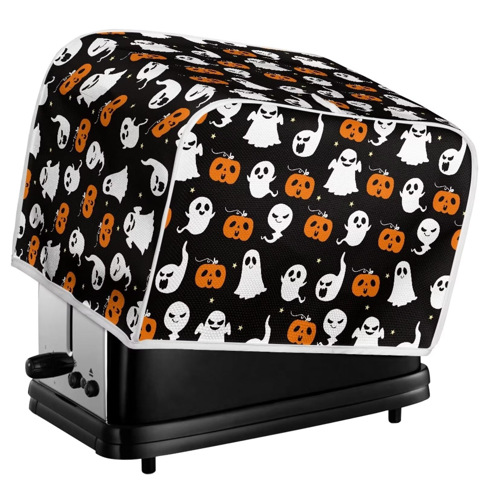 4-Slice Toaster Cover - Waterproof Dustproof Oven Toaster Protector - Fits Most Standard 4-Slice Toasters (12.4 x 10.6 x 8.2 inches) - Halloween Ghost Pumpkin Design - Perfect for Kitchen Countertop Protection & Gift Giving