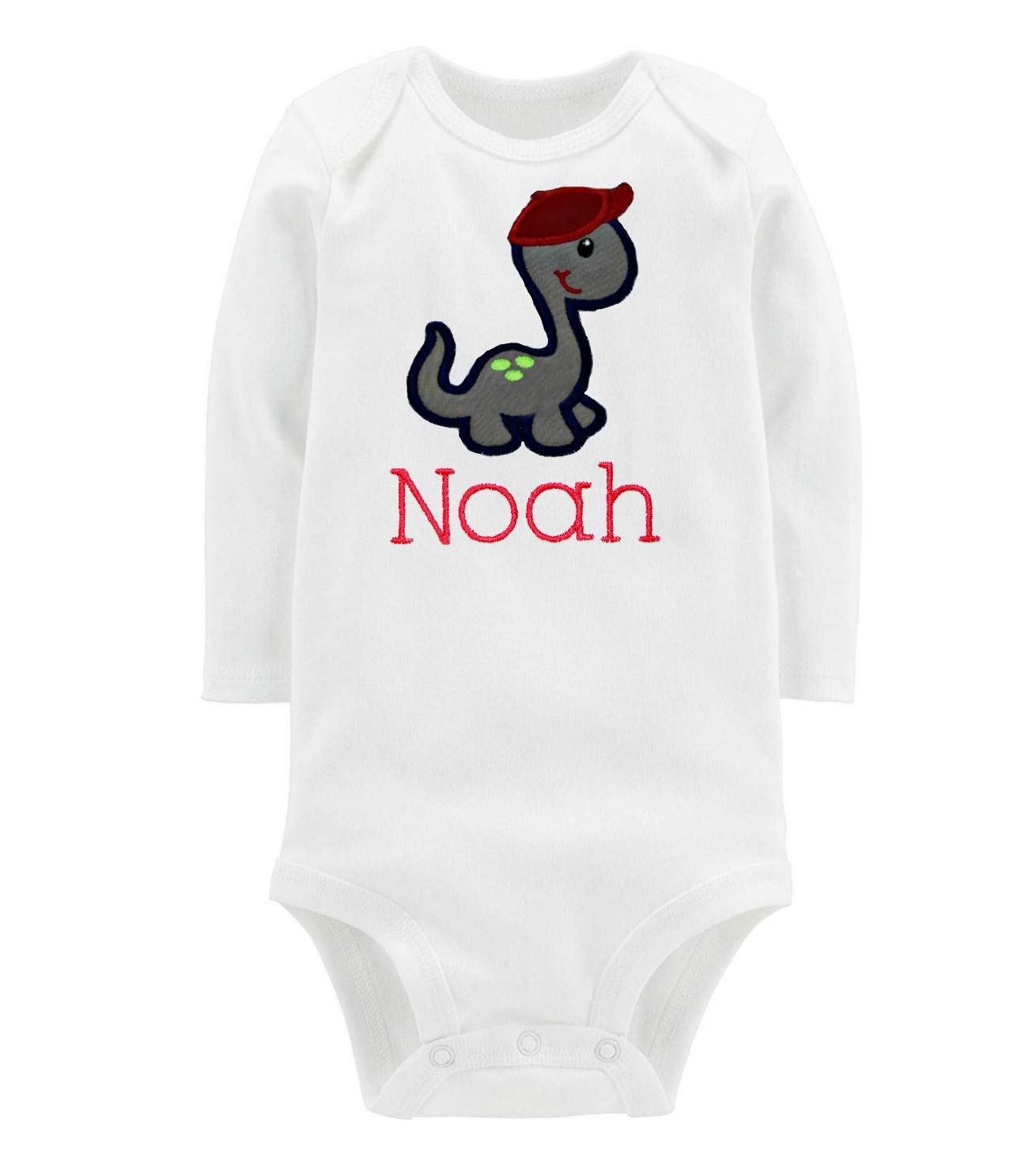 Personalized Embroidered Dinosaur Baby Boy Onesie with Name - Cute Dino Pajamas for Newborns & Toddlers - Perfect for Playtime, Photo Shoots & Gifts