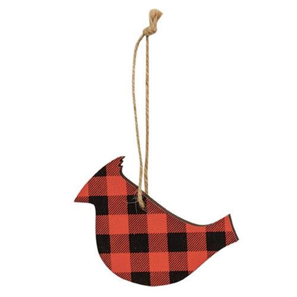 Red and Black Buffalo Check Cardinal Christmas Ornament - Perfect for Holiday Tree Decorations, Festive Home Decor, and Gifts