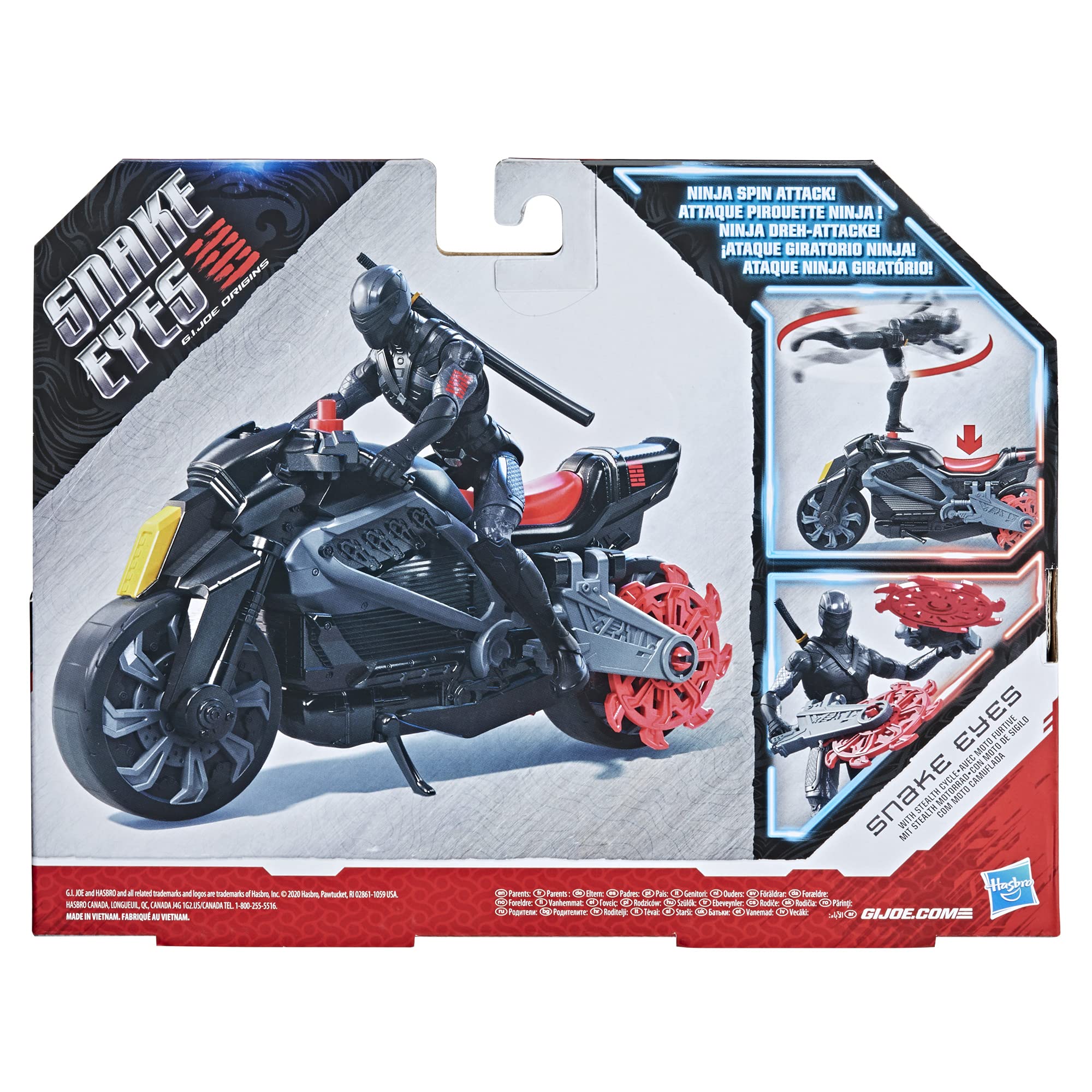 Snake Eyes G.I. Joe Origins Action Figure with Stealth Cycle Vehicle - Ninja Spin Attack Feature, Collectible Toy for Kids Ages 4+ | Role Play, Battle Scenes & Display for Fans