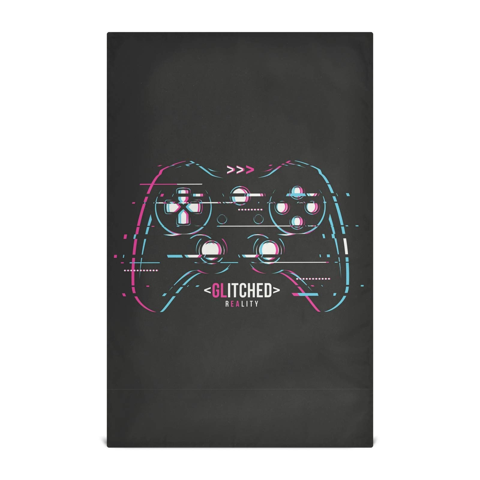 Abstract Gamepad Design Set of 4 Polyester Kitchen Dish Towels - Waffle Weave Dishcloths, Hemmed Napkins & Hand Tea Towels with Hanging Loops for Modern Kitchens | Perfect for Drying Dishes, Cleaning Countertops & Decorating Your Home