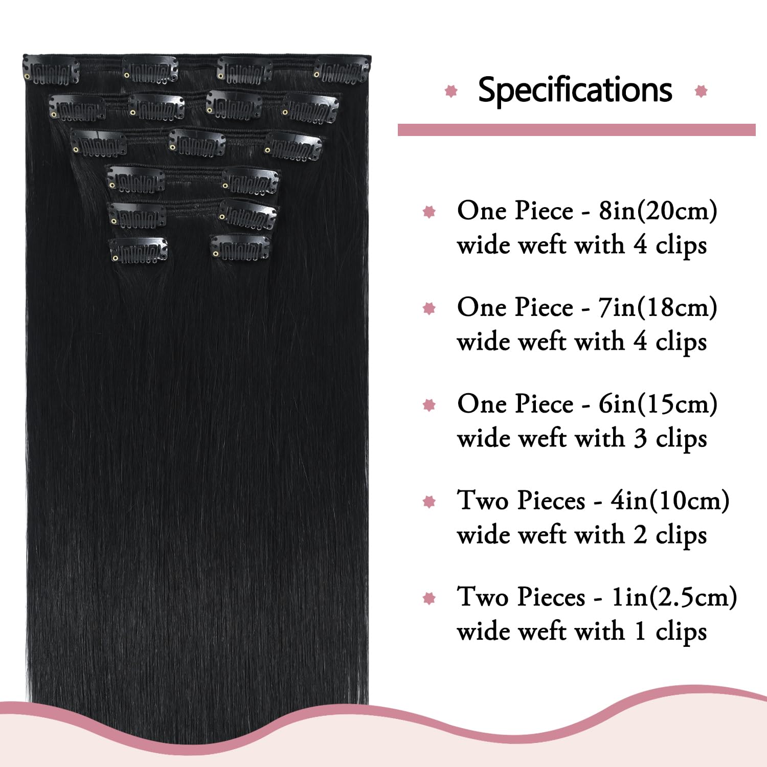 HUAYI 16 Inch Clip in Hair Extensions - 100% Real Human Hair, 120g, #1 Jet Black - 7 Piece Full Head Set for Volume & Length - Perfect for Daily Wear, Parties & Special Occasions