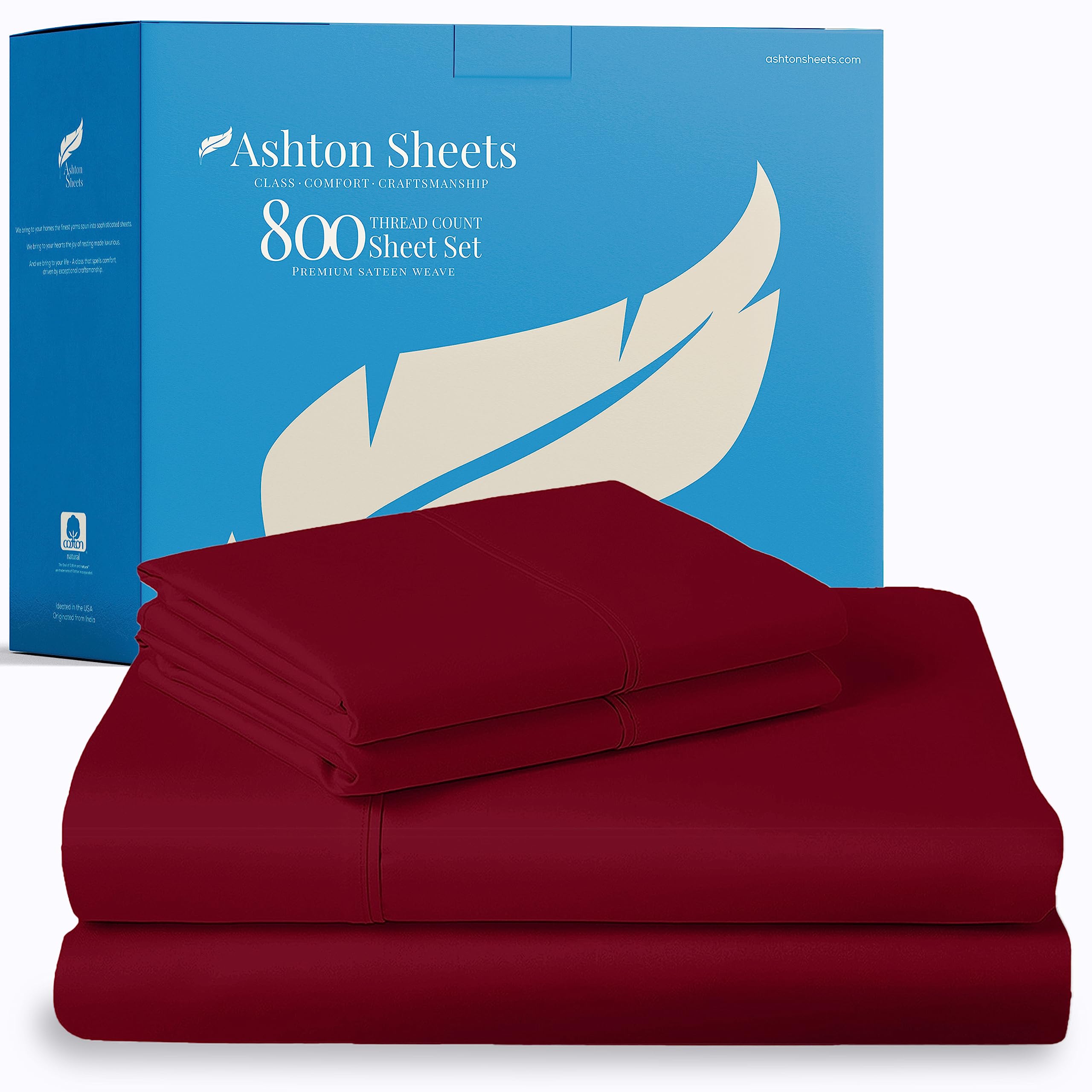 Luxury 100% Egyptian Cotton California King Sheets - 800 Thread Count, 4-Piece Set, Soft & Cooling Sateen Weave, Breathable & Hypoallergenic - Burgundy for Ultimate Comfort in Master Bedrooms & Guest Suites