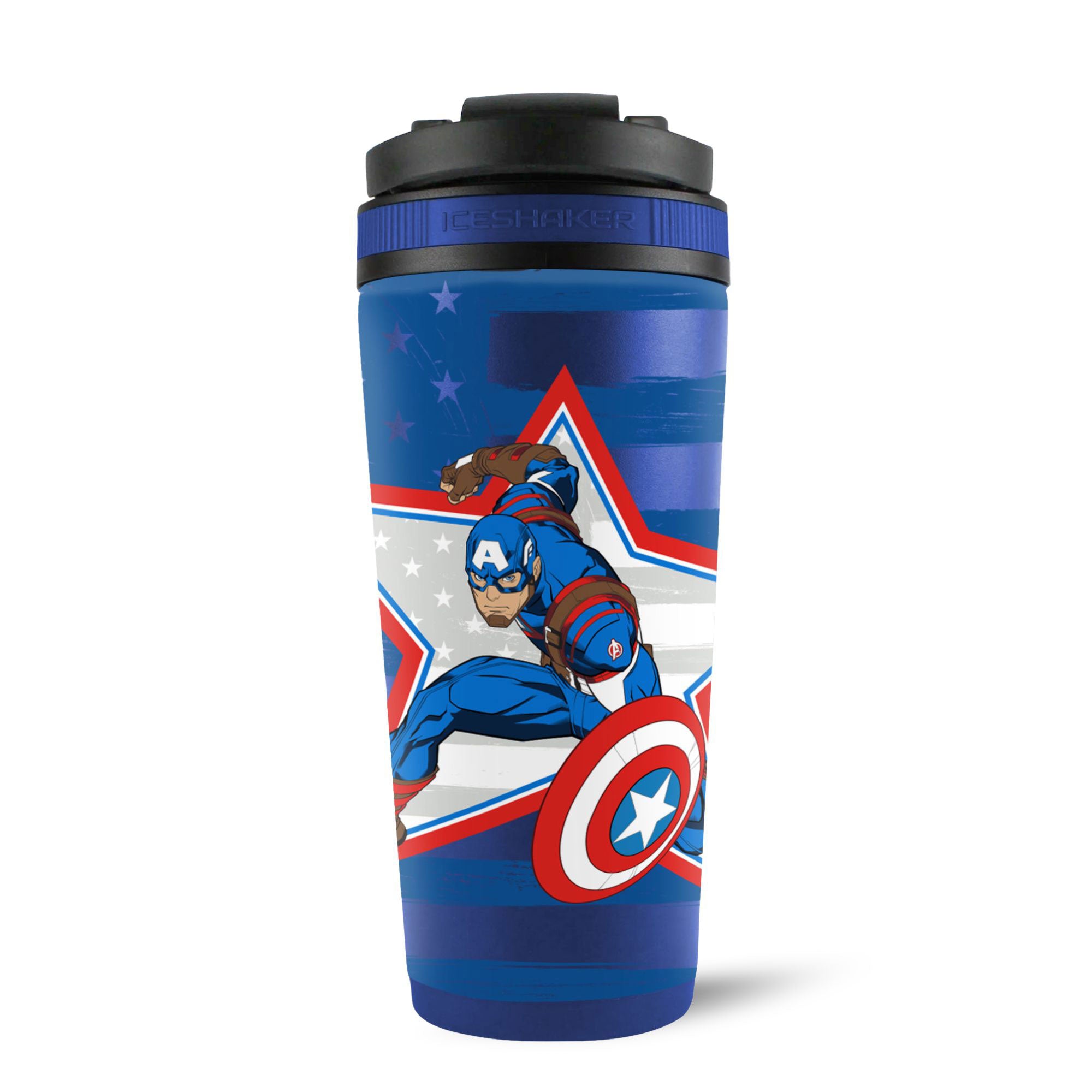 Marvel Captain America 4D Ice Shaker Cup - Stainless Steel Insulated Tumbler for Cold Drinks - Perfect for Gym, Workout, Office & Outdoor Activities