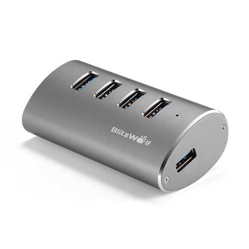 BlitzWolf BW H1 4-Port USB 3.0 Hub - High Speed Data Transfer, Aluminum Alloy Portable USB Splitter for Laptop, PC, Mac - Perfect for Home Office, Gaming & Travel Accessories