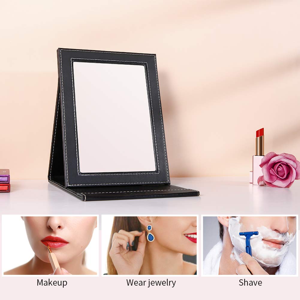 DUcare Portable Folding Vanity Mirror with Stand - Adjustable Rectangular Travel Mirror, Ultra-Thin & Lightweight for Makeup, Home, Camping, and On-The-Go Use