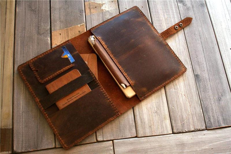 Premium Custom Leather Padfolio Folder - Personalized Business Portfolio Organizer for Professionals, Meetings & Office Use
