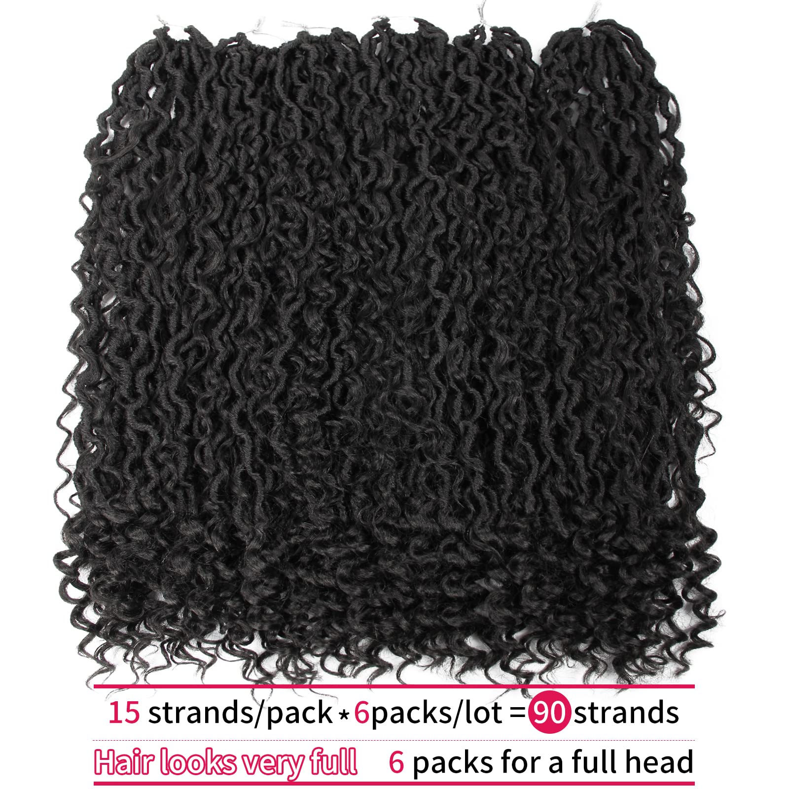 6 Packs 26 Inch Goddess Locs Crochet Hair - 1B Black Curly Faux Locs Braiding Hair for Women | Perfect for Boho, Hippie, and Protective Styles | Salon-Quality Synthetic Hair for Natural Look & Easy Styling