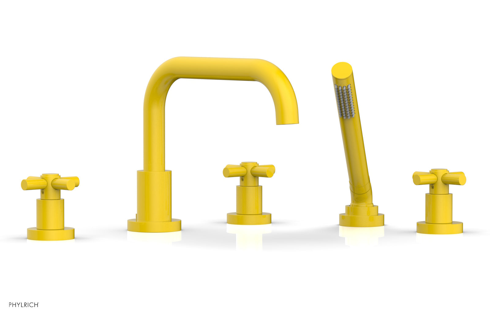 Premium Deck Mount Tub Faucet with Hand Shower - D2136D1 Tubular Cross Handles for Bathroom Sink & Bathtub | Perfect for Modern Home Renovation & Spa-Like Bathing Experience