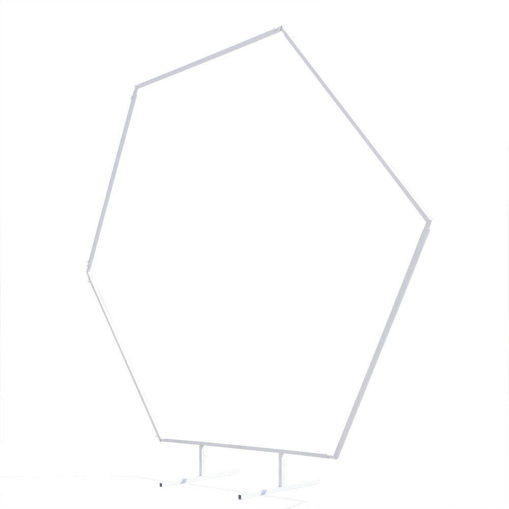 Hexagon Gold Metal Wedding Arch 7.8ft - Photo Booth Backdrop Stand, Iron Circle Frame for Romantic Background - Perfect for Weddings, Birthdays, Graduations & Parties (White) - Elegant Decorative Stand for Indoor & Outdoor Events