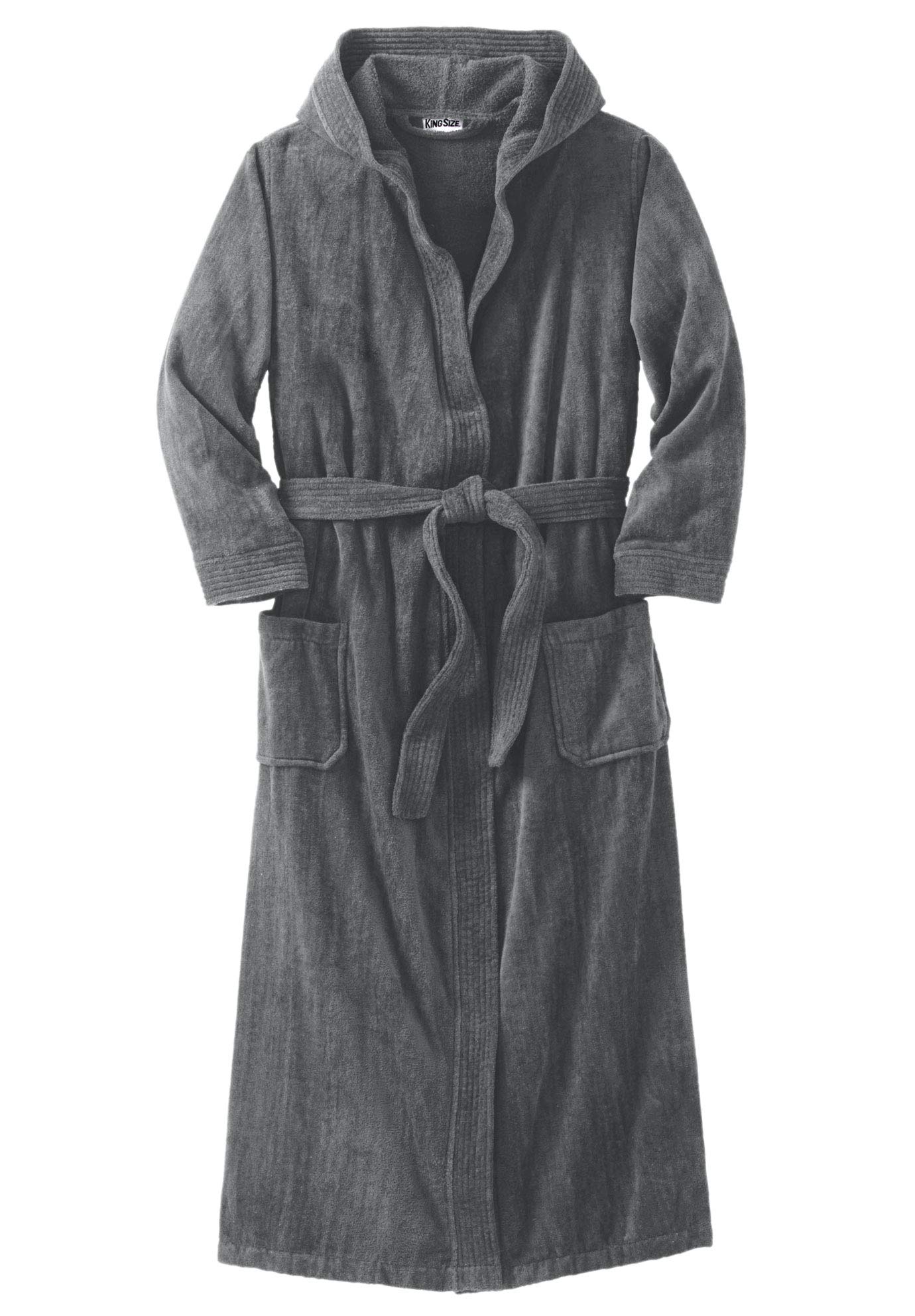 KingSize Men's Big & Tall Terry Velour Hooded Maxi Robe - Soft & Cozy Bathrobe for Lounge Wear, Spa Days & Relaxation at Home