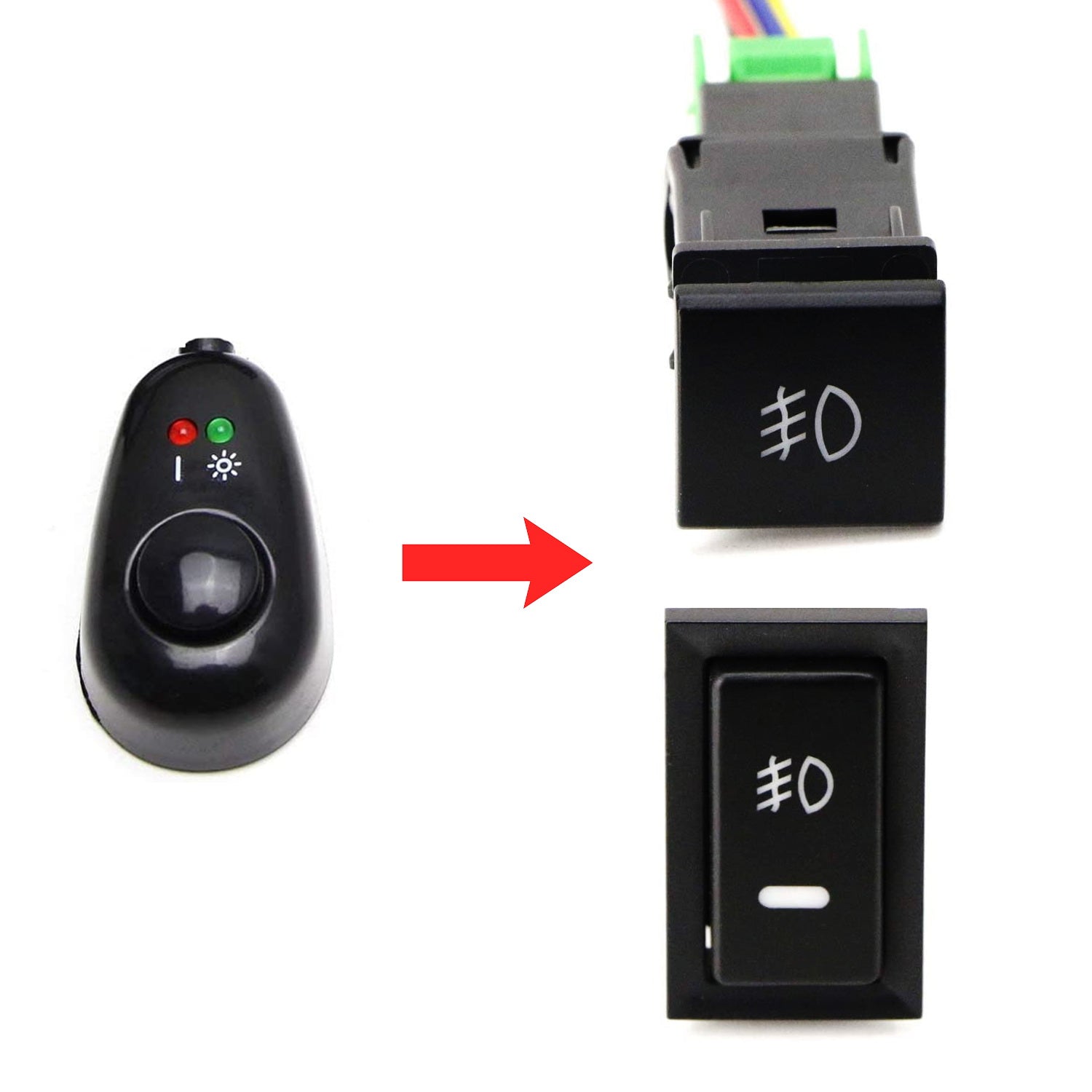 12 Inch OEM Dashboard Push Button Fog Light Switch Conversion Adapter Wire Kit - Universal Car Truck SUV Accessory for Off-Road Driving & Nighttime Safety