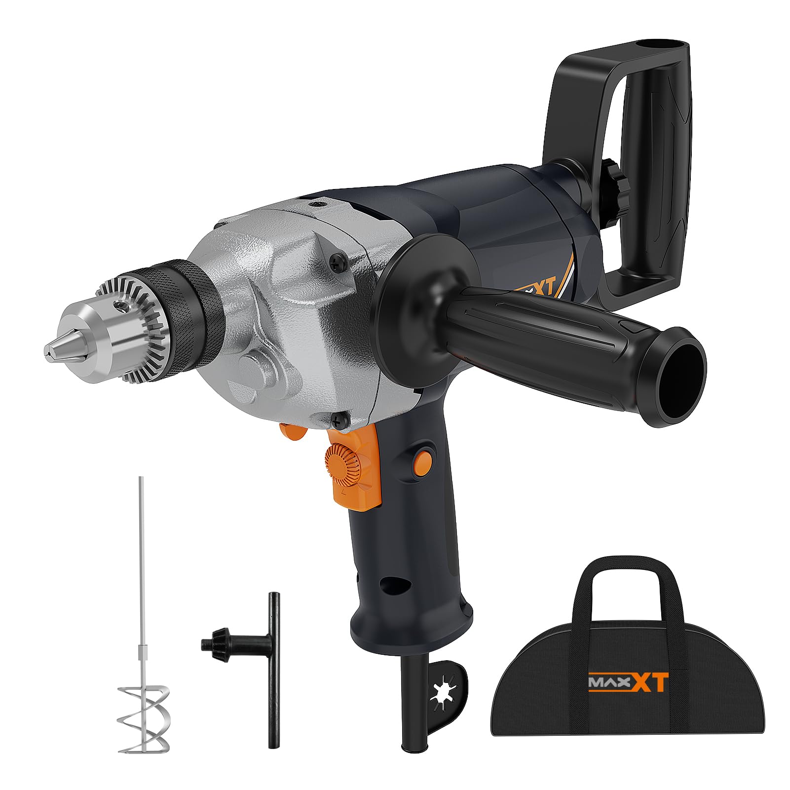 MAXXT 1/2 Inch Electric Corded Drill Mixer Set with Spade Handle - 9A Motor Concrete & Mud Mixing Machine - Perfect for Construction, DIY Projects, and Cement Work