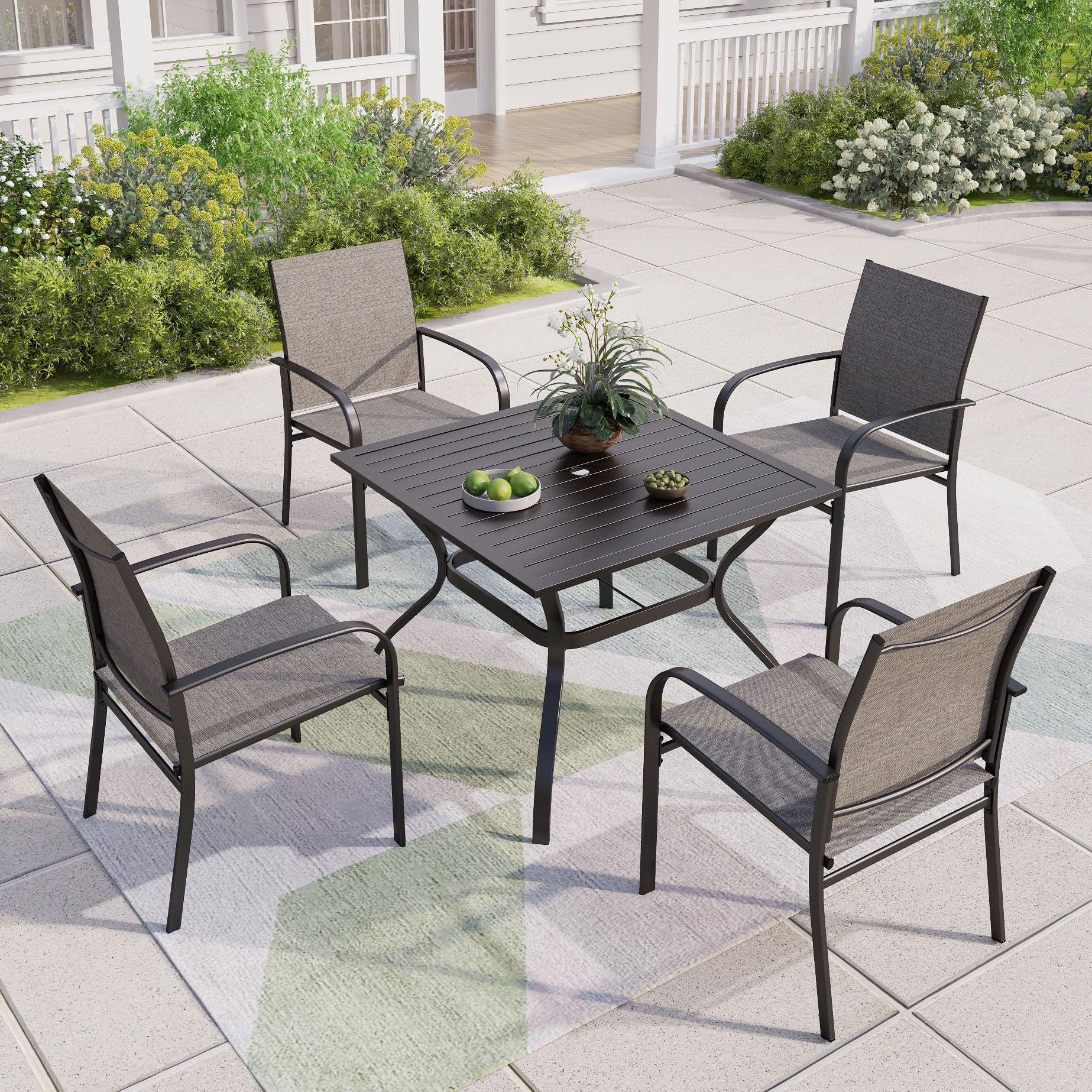 5-Piece Outdoor Dining Set - Patio Table and 4 Chairs with 37