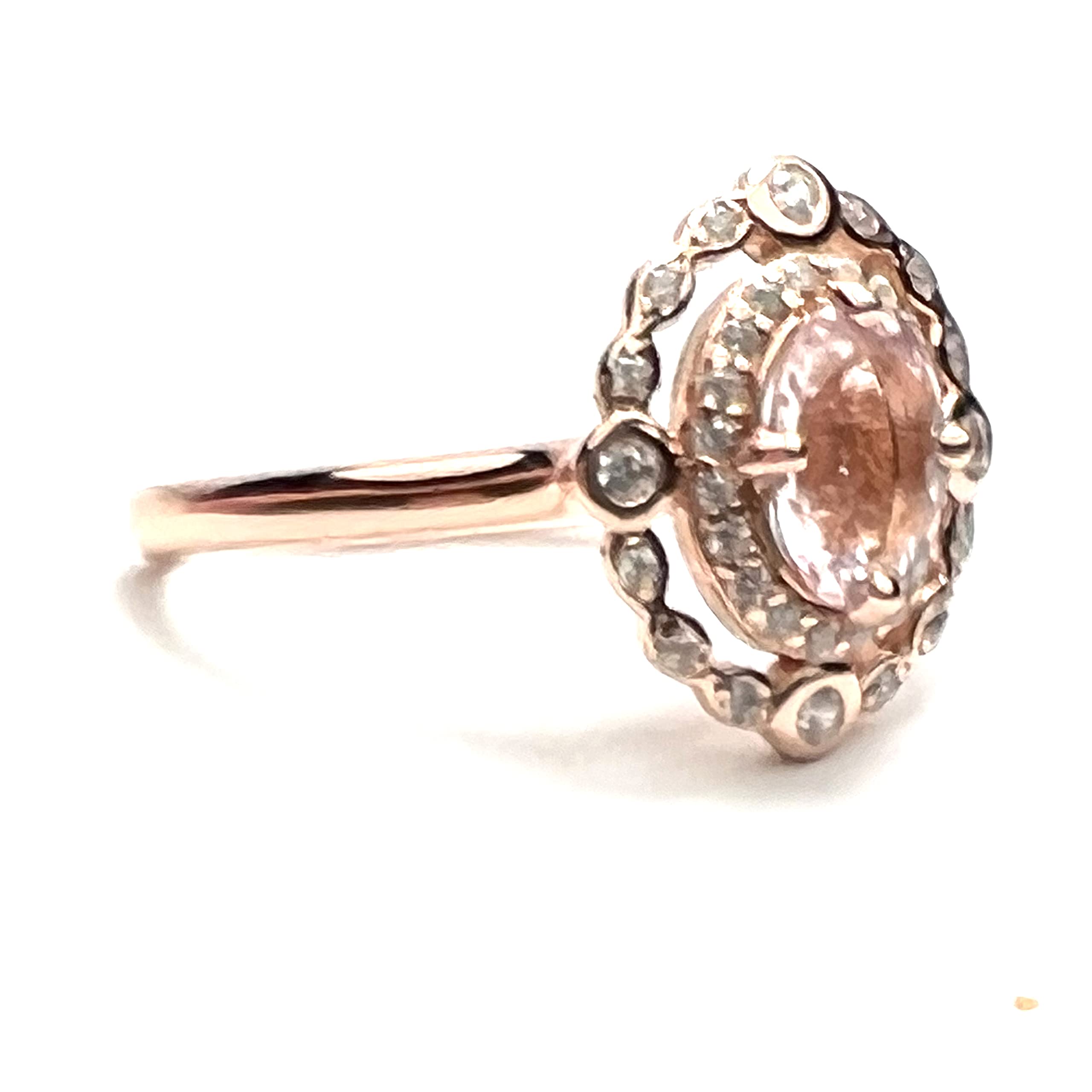 Natural Morganite Engagement Ring 14k Rose Gold Vermeil - Beryl Gemstone Jewelry for Women, Bridal, Wedding & Anniversary Gifts - Perfect for Proposals, Romantic Occasions & Special Celebrations