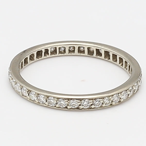 0.74 Carat Round Brilliant H VS2 Diamond 18K White Gold Eternity Band Ring - Perfect Wedding, Anniversary & Engagement Jewelry Gift for Her