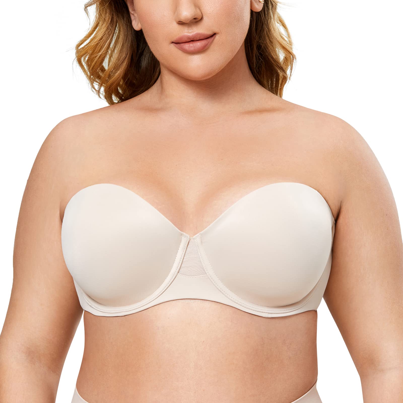 AISILIN Plus Size Strapless Bra for Women - Lightly Padded Underwire Bandeau Bra for Comfort & Support | Perfect for Wedding, Evening Dresses & Special Occasions