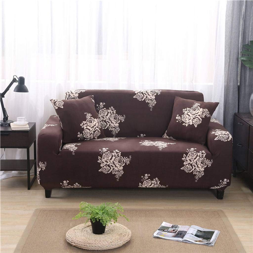 HKPLDE Floral Printed Stretch Sofa Slipcover - 1 Seater (31-46 inch) with 2 Pillow Cases - Durable Furniture Protector for Living Room, Bedroom & Office - Easy Wash Couch Cover