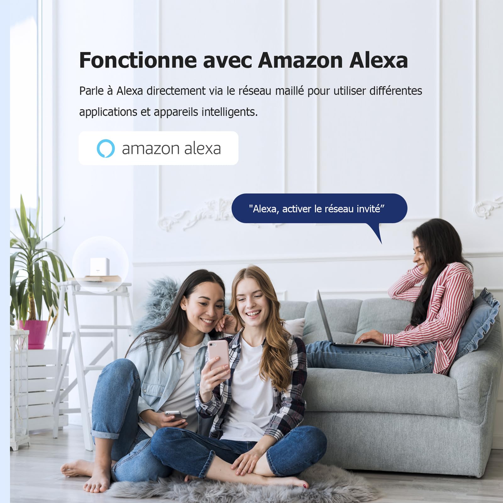 Tenda Nova Mesh MX3 (3-Pack) - AX1500 Dual-Band WiFi 6 Mesh System, Whole Home Coverage up to 270㎡, Easy Setup, Parental Controls, Alexa Compatible - Perfect for Smart Homes and Large Spaces