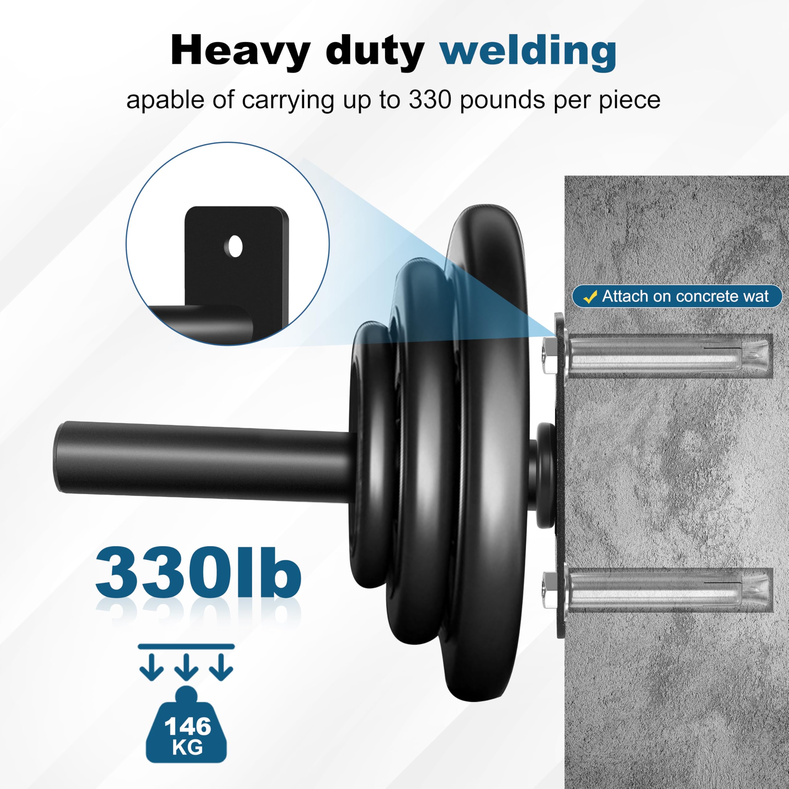 Olympic Weight Plate Holder - Wall Mounted Weight Rack Storage for Home Gym Organization | Perfect for Garage, Basement & Workout Room Storage Solutions