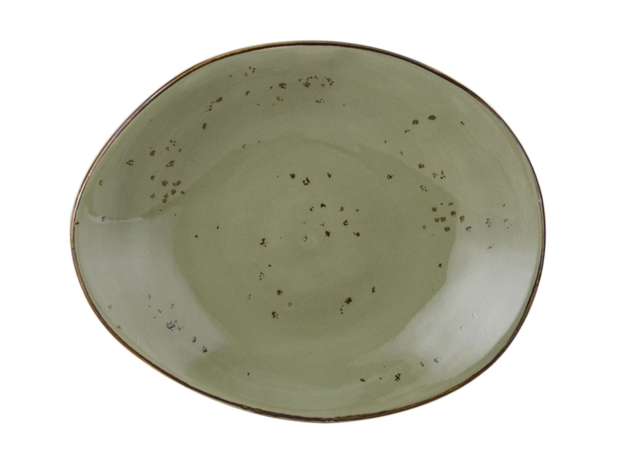 Tuxton Artisan Geode Olive Reactive Natural 12-Inch Ellipse Plate Set of 12 - Scratch & Chip Resistant, Lead & Cadmium Free, Dishwasher/Microwave/Oven Safe - Perfect for Dinner Parties, Holiday Entertaining & Upscale Home Decor