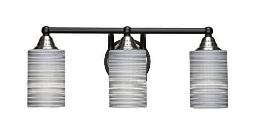Toltec Lighting Paramount 3-Light Bathroom Vanity Light Bar in Matte Black & Brushed Nickel (3423-MBBN-4062) - Perfect for Modern Bathrooms, Powder Rooms & Spa-Style Decor