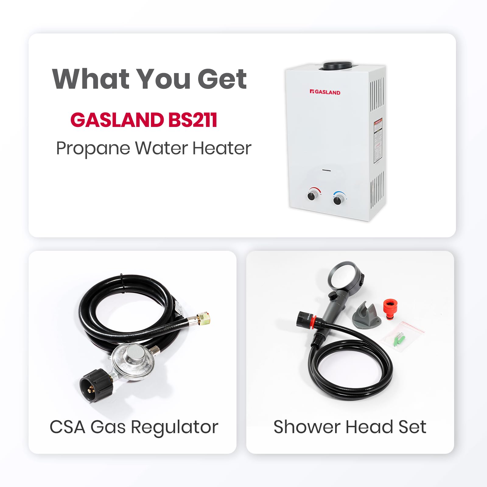 **GASLAND BS211 8L Portable Propane Water Heater - 2.11 GPM Instant Hot Water for RV, Camping & Outdoor Use | Overheating Protection & Easy Installation**