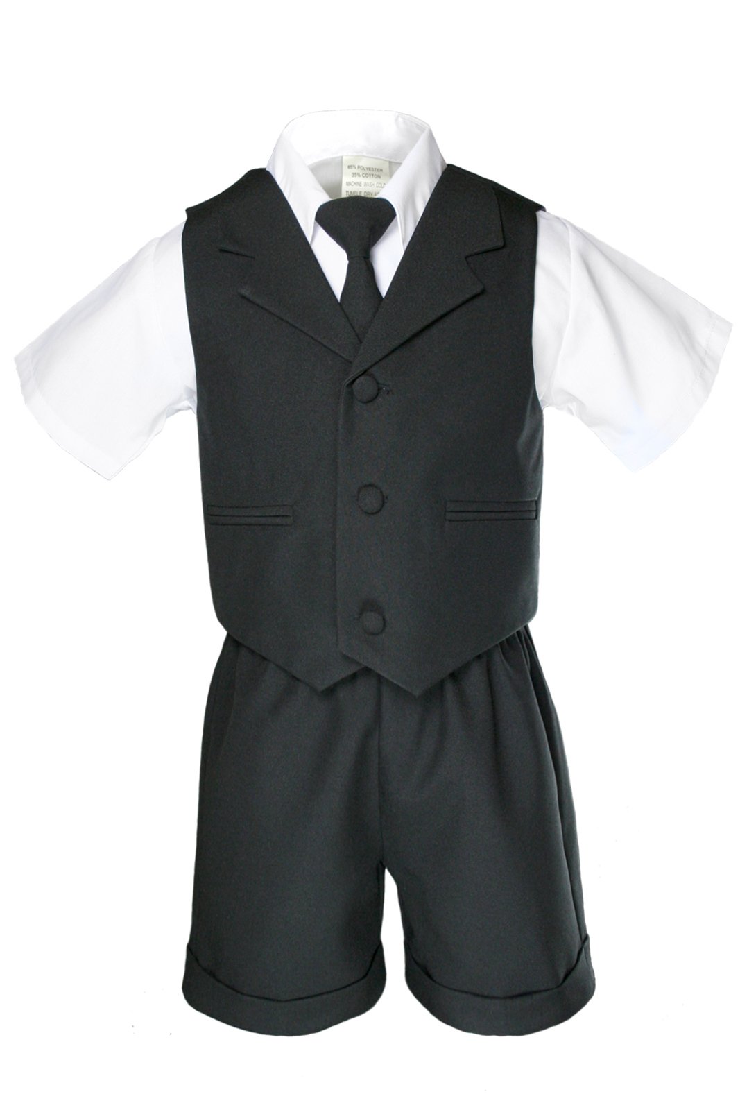 6-Piece Baby Boy Formal Suit Set - Black Toddler Shorts, Vest & Bow Tie (Sizes S-4T) | Perfect for Weddings, Parties & Special Occasions