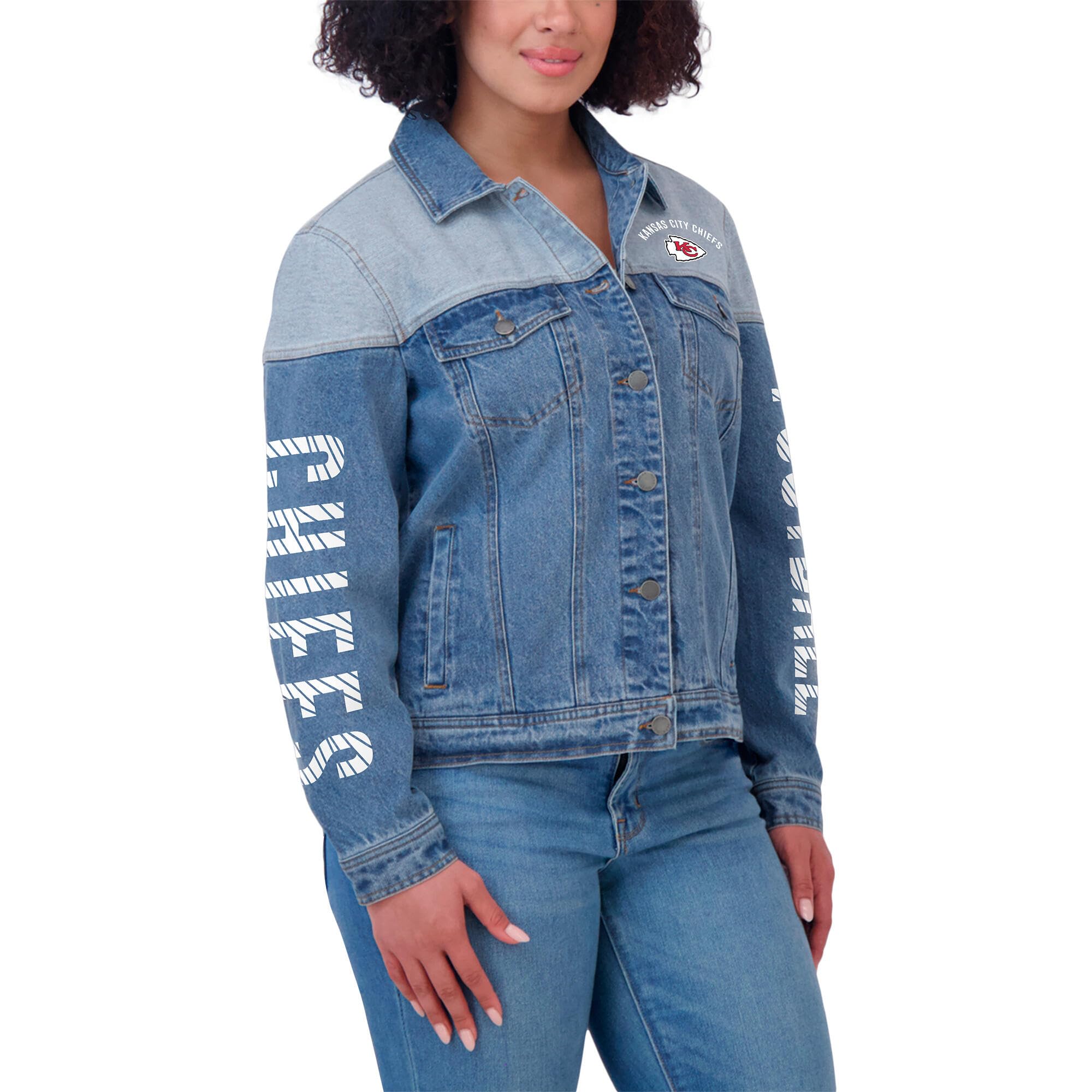 WEAR by Erin Andrews Women's NFL Full-Button Jacket - Official Licensed Football Jacket for Women - Stylish Outerwear for Game Day & Casual Wear