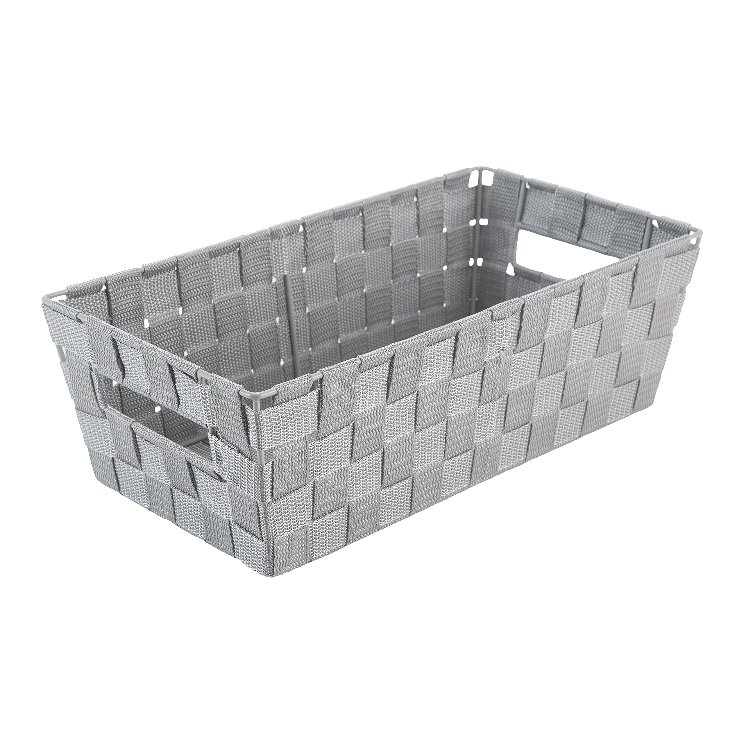 Extra Long Woven Strap Storage Tote Basket with Built-in Handles - Perfect for Bedroom, Bathroom, Nursery Organization - Ideal for Toys, Accessories & Gift Storage - 1 Pack Heather Grey - Home Decor & Closet Organizer Solution