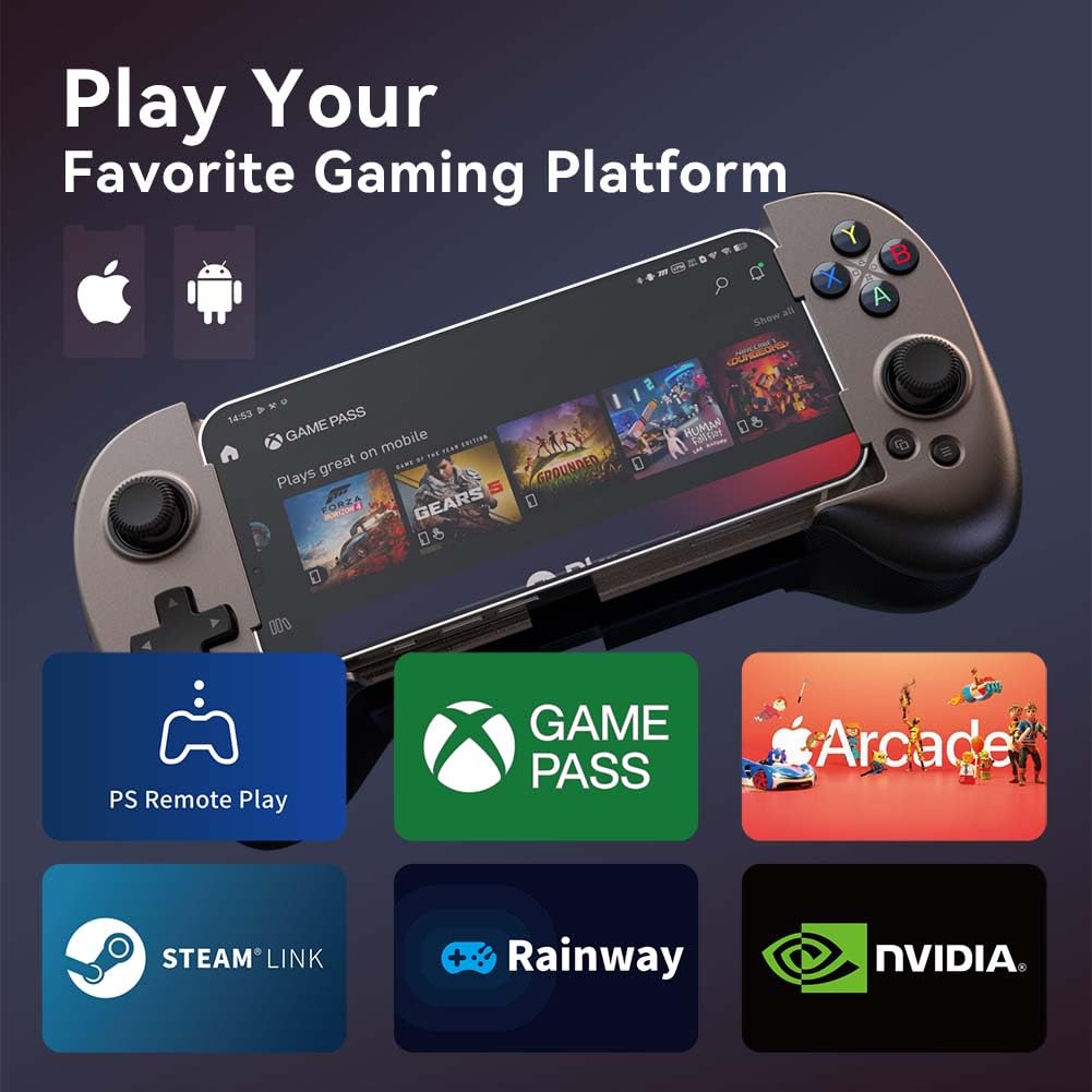 ShanWan Wireless Bluetooth Mobile Game Controller for iPhone & Android - Compatible with PS Remote Play, Xbox Cloud, Steam Link, GeForce NOW & MFi Arcade Games | Includes Phone Case Support & Long Battery Life | Perfect for Mobile Gaming, Cloud Gaming & On-the-Go Play