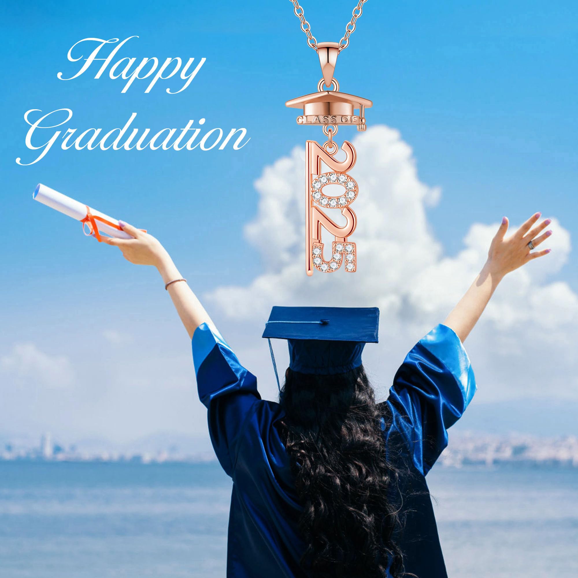 Yesteel Class of 2025 Graduation Necklace for Women - Best Friend Gift for High School & College Graduates - Elegant Jewelry for Commencement Ceremony & Special Occasions