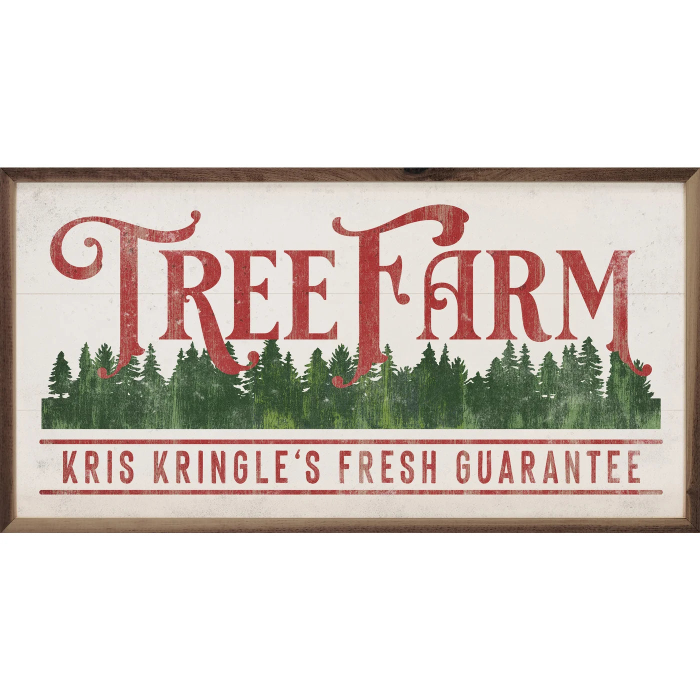 Kris Kringles Fresh Guarantee Trees White Wood Framed Print - Christmas Wall Art Decor for Living Room, Bedroom & Office