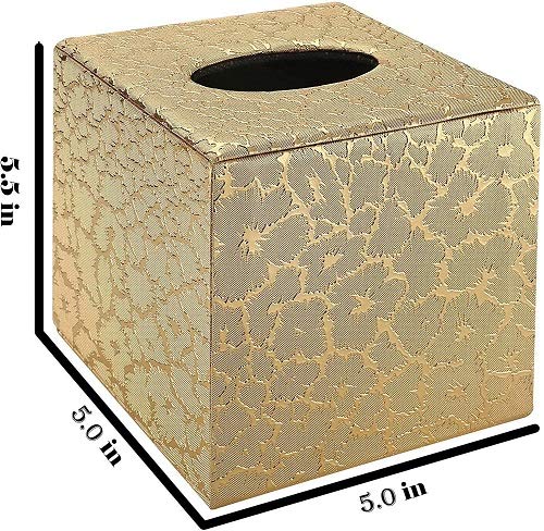 Elegant Gold Square Tissue Box Cover - Bathroom Tissue Holder for Home Decor, Luxury Bathroom Accessories | Perfect for Vanity, Powder Room & Guest Bath