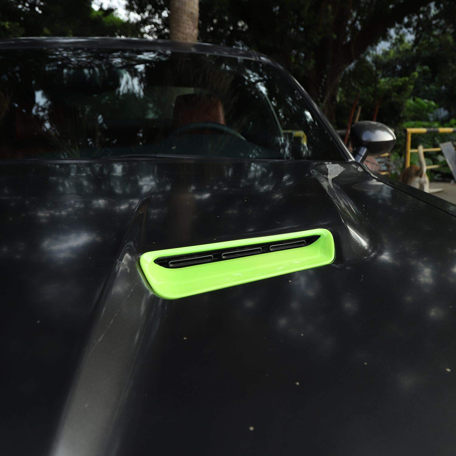 2015-2025+ Dodge Challenger ABS Green Hood Scoop & Vent Air Intake Outlet Trim - 2pcs Exterior Accessories | Enhanced Engine Cooling & Aggressive Styling for Muscle Cars