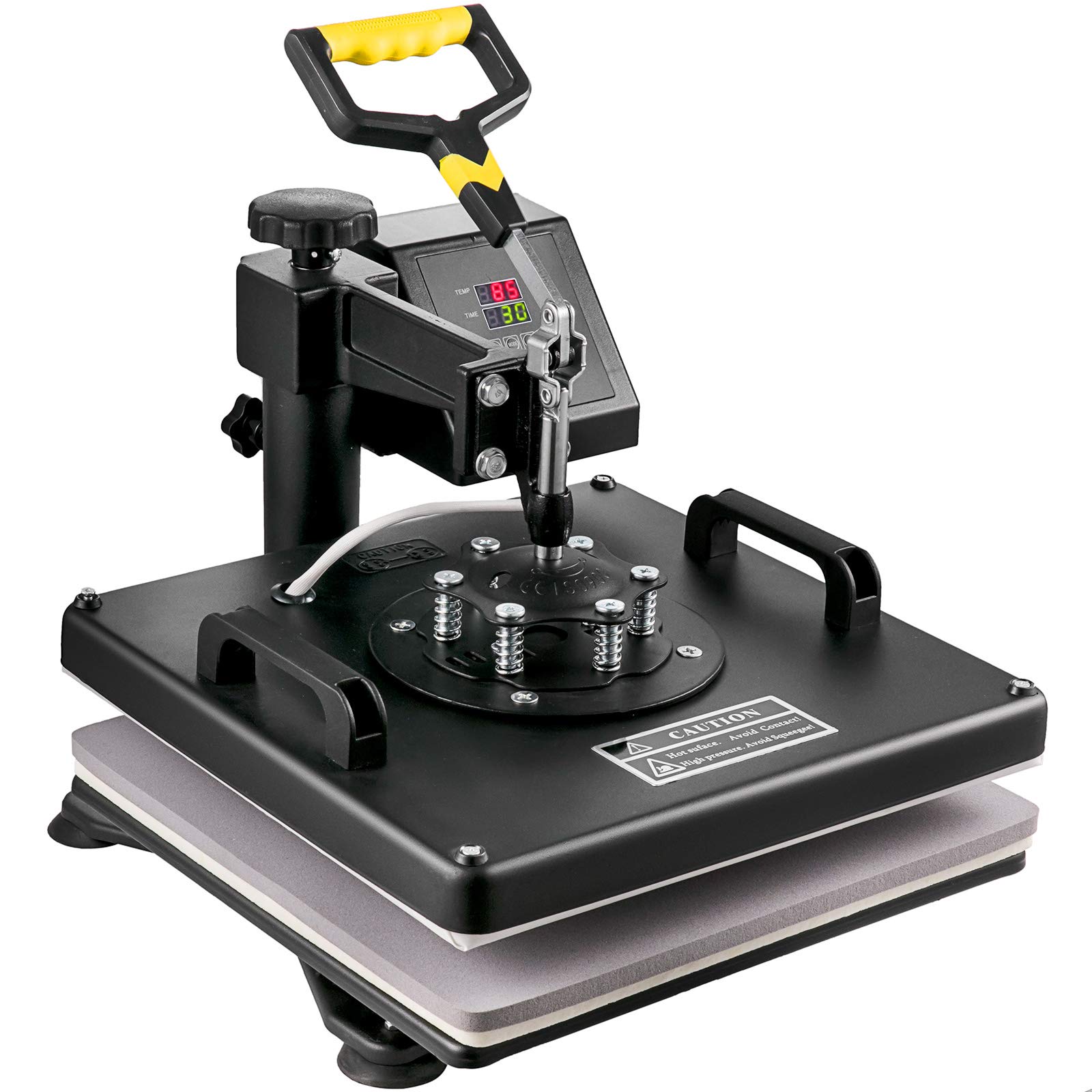 Mophorn 15x15 Inch 5-in-1 Heat Press Machine with Swing Away Design - T-Shirt Sublimation Printer, Mug, Hat & Plate Press Accessories - Teflon Coated Plates, ETL & FCC Certified (Black) - Perfect for DIY T-Shirts, Mugs, Hats & Custom Gifts
