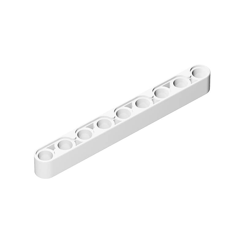 Gobricks GDS-666 1x9 Thick Technical Liftarm - 10PCS White Building Bricks - Compatible with Lego 40490, 64289 & Major Brick Brands - Perfect for DIY Models, Technic Sets & Creative Construction Projects