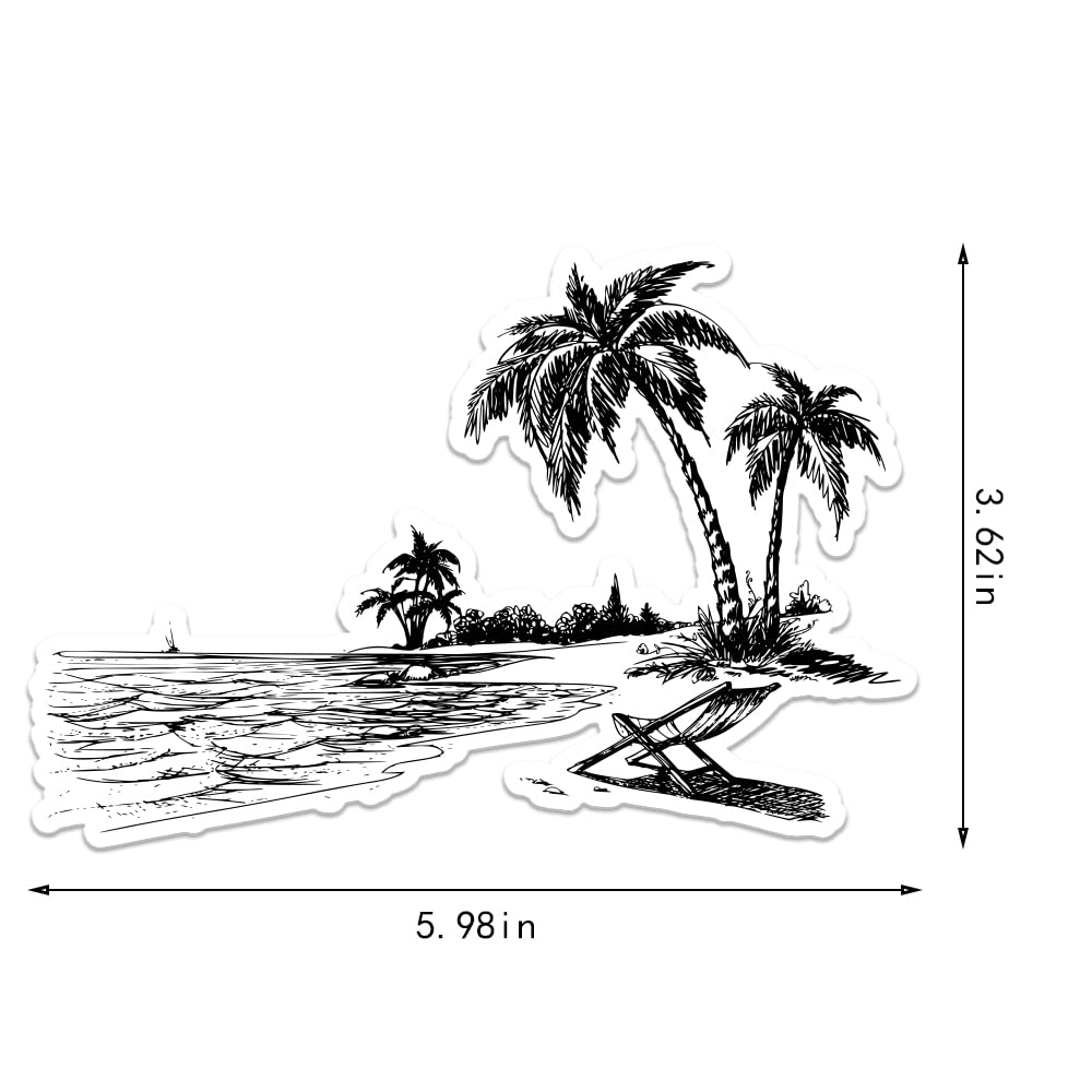 Clear Silicone Rubber Stamps for Card Making - Beach, Coconut Tree & Deck Chair Designs - DIY Scrapbooking, Photo Album Decorations - Perfect for Summer Holiday Crafts & Memory Keeping