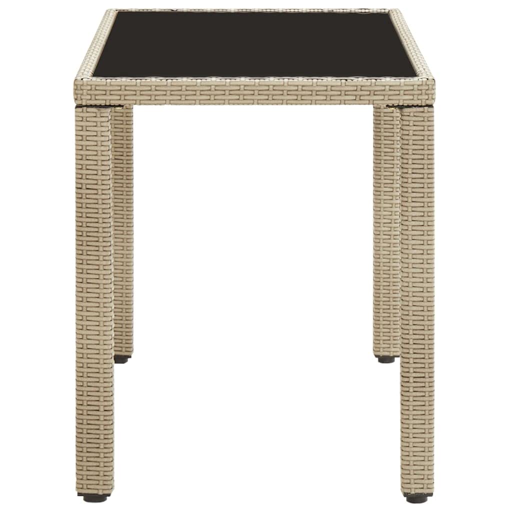 Premium Poly Rattan Patio Dining Table with Tempered Glass Top - 48.4