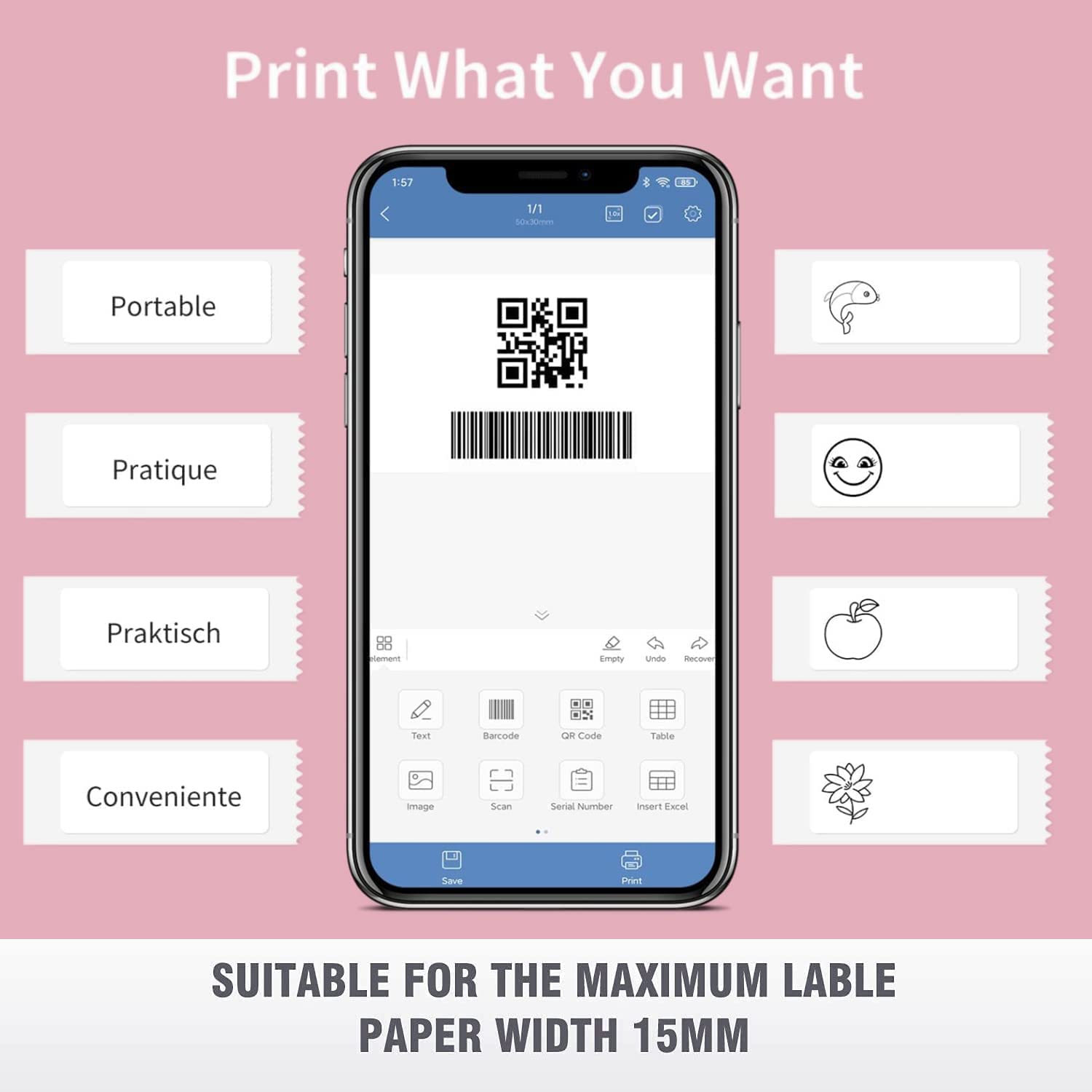 NIIMBOT D11 Portable Wireless Label Maker Machine with 1 Roll Tape - Mini Bluetooth Label Printer for Home, Office & Business Organization (Pink) | Perfect for Organizing Files, Storage Boxes & Office Supplies