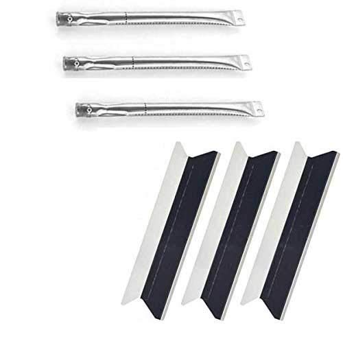 BBQTEK GSF3016E, SSS3416TB, GSF2616AC, SSS3416TC Gas Grill Repair Kit - 3 Stainless Steel Burners & Heat Plates Replacement Parts for Outdoor Cooking & Backyard Grilling