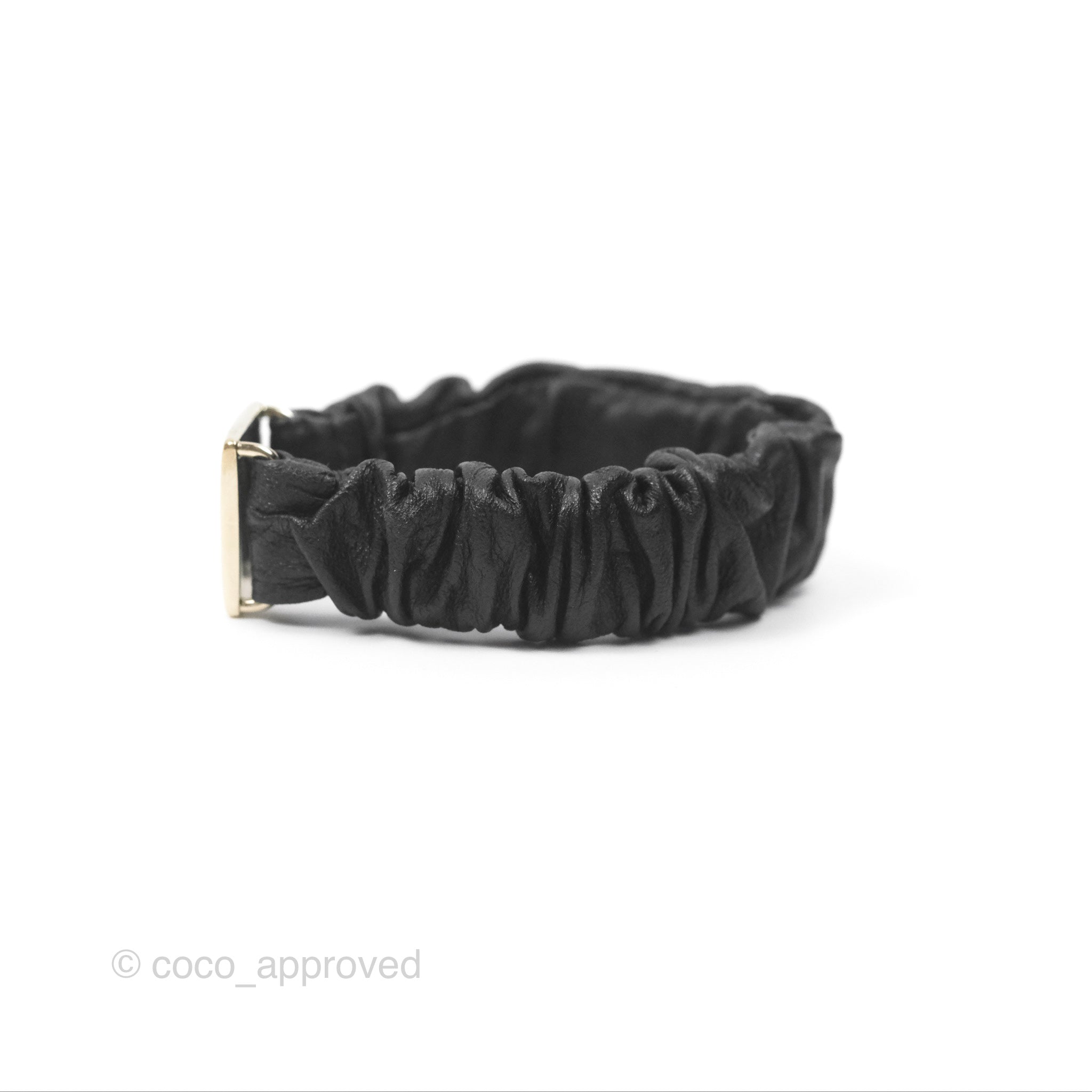 Chanel CC Logo Black Leather Hair Clip with Gold Tone Hardware - Perfect for Parties, Weddings & Everyday Elegance