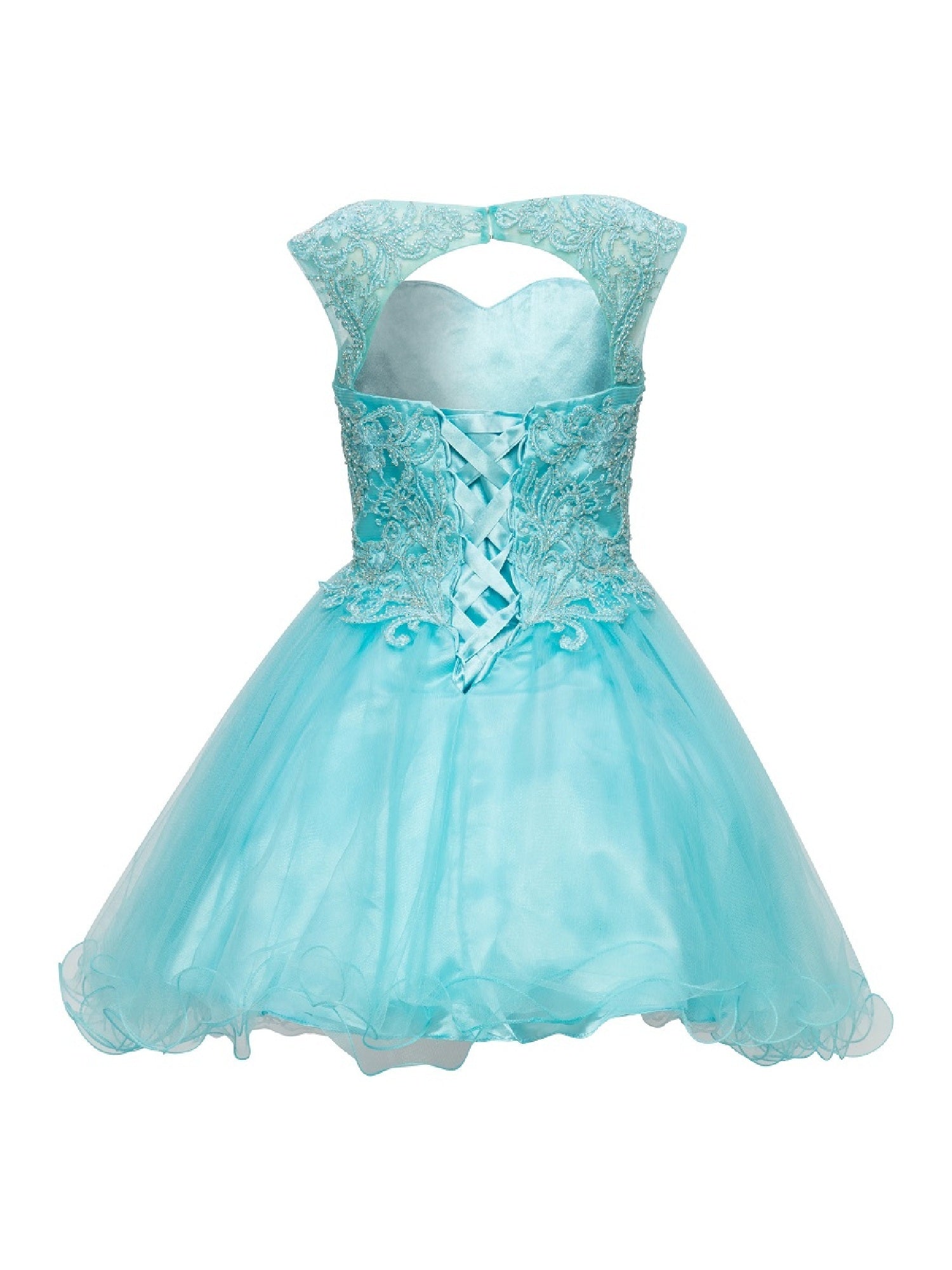 Aqua Sweetheart Neckline Lace Tulle Junior Bridesmaid Dress for Big Girls - Sizes 8-16 | Perfect for Weddings, Prom, Quinceañera & Formal Parties