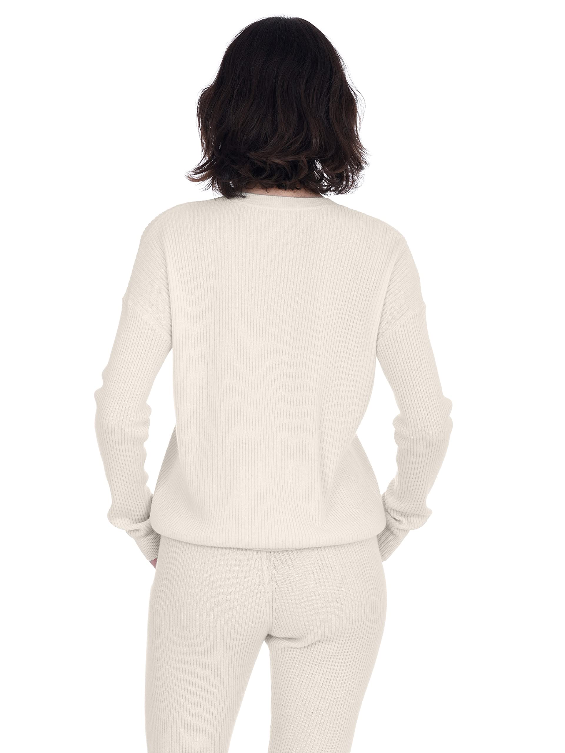 Luxury 100% Pure Cashmere Women's Ribbed Loungewear Set - Long Sleeve Sweater & Joggers (Sold Separately) | Cozy Winter Outfit, Home Relaxation & Casual Chic Style