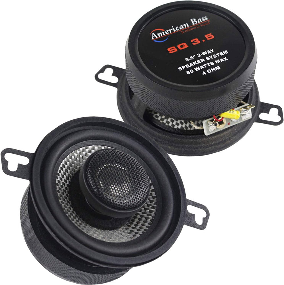 American Bass SQ3.5 80W 3.5-Inch 2-Way Coaxial Car Speakers - Premium Sound for Cars, Trucks & SUVs - Perfect for Upgrading Your Vehicle Audio System