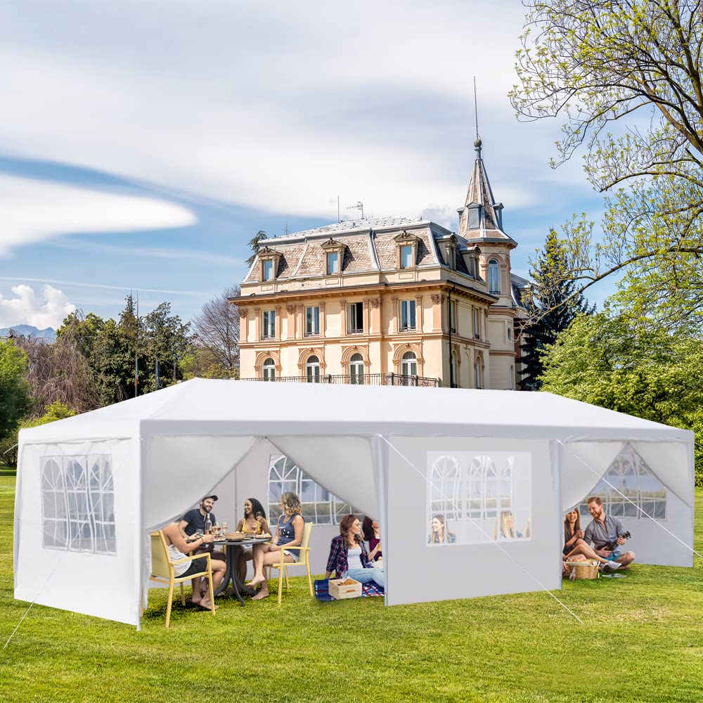 10x30 Heavy Duty White Party Tent with 8 Removable Sidewalls - Outdoor Wedding Canopy, Event Shelter & Patio Gazebo for Birthday, Graduation, Beach BBQ & Catering | Perfect for Backyard Parties, Camping & Outdoor Gatherings