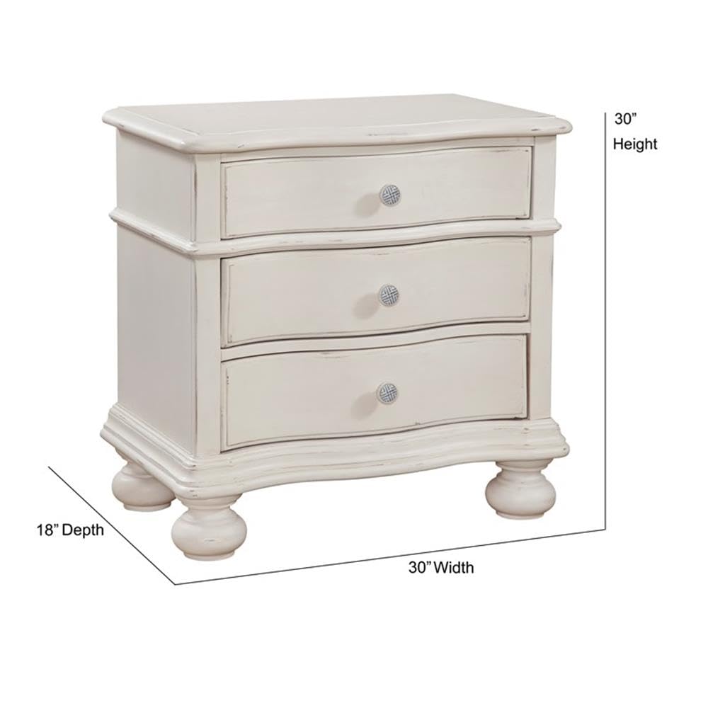 Rodanthe Dove White 3-Drawer Wood Nightstand by American Woodcrafters - Perfect for Bedroom, Guest Room, or Nursery Storage