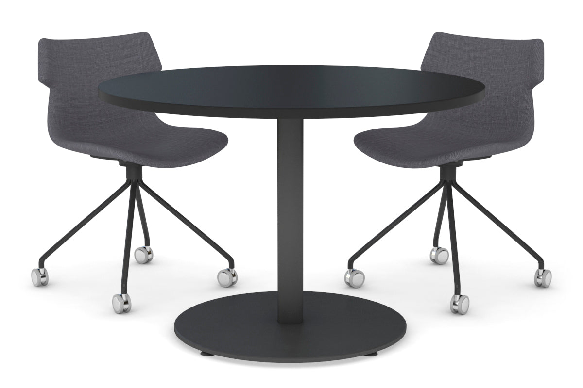Sapphire Disc Base Cafe Table - 31.5 Inch Round Glass Top Outdoor Bistro Table for Patio, Garden, and Restaurant Use