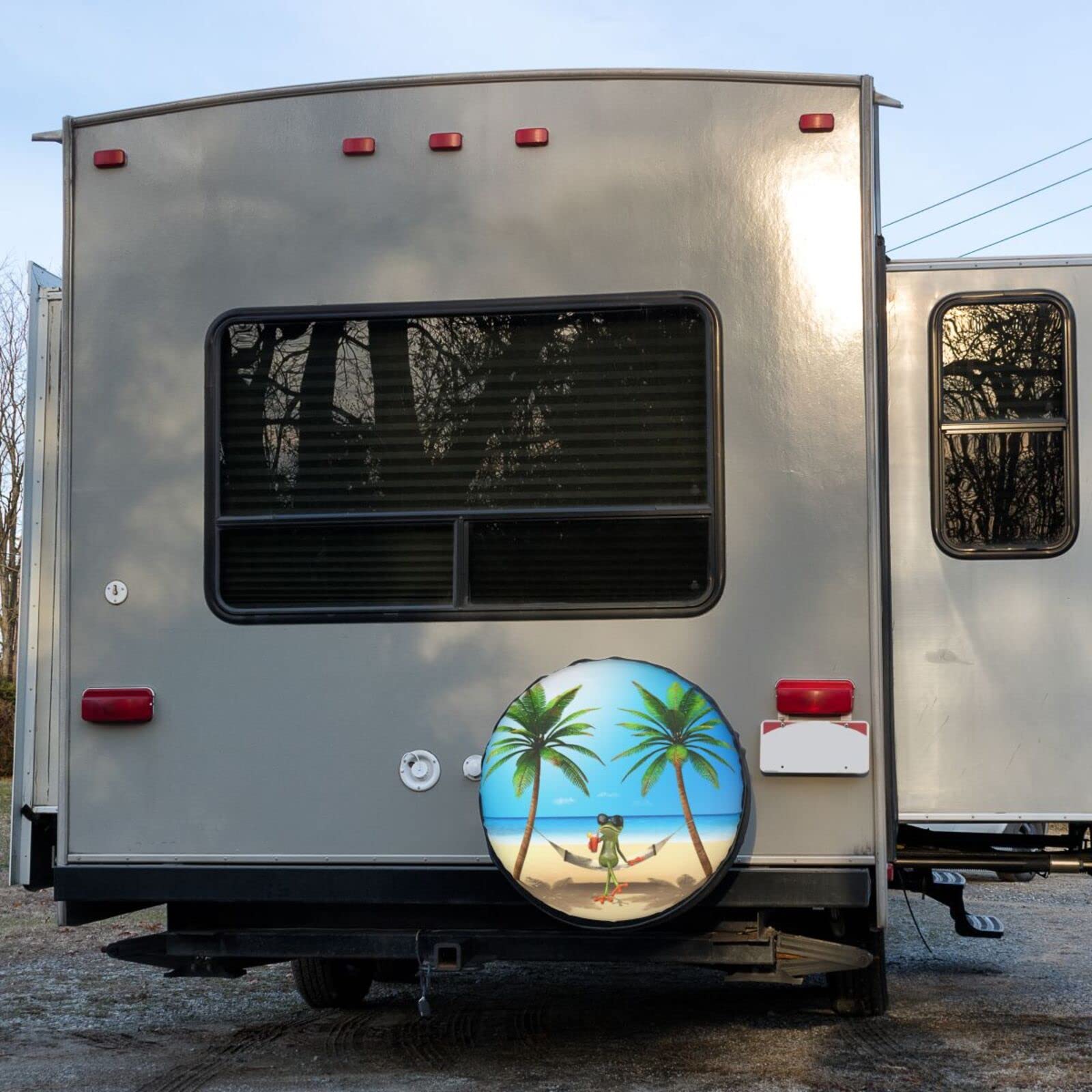 Green Frog Summer Spare Tire Cover - 17 Inch Dust-Proof Wheel Protector for Trailers, RVs, SUVs & Vehicles | Perfect for Outdoor Camping & Road Trips
